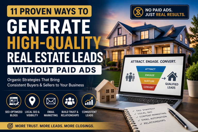How to Generate High Quality Real Estate Leads Without Paid Ads using SEO content marketing and AI follow-up automation