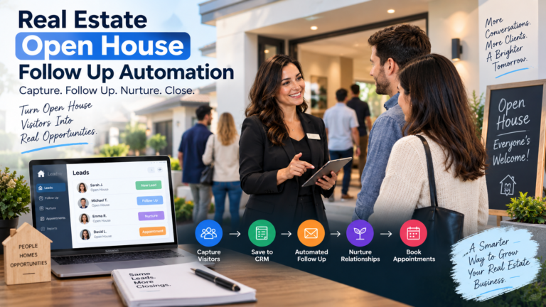 Real estate open house follow up automation for capturing, nurturing, and booking leads